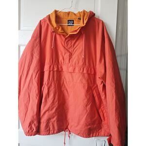 Vtg Gap 90’s Red Orange L Anorak Windbreaker Pullover Lightweight Y2K Style Hike